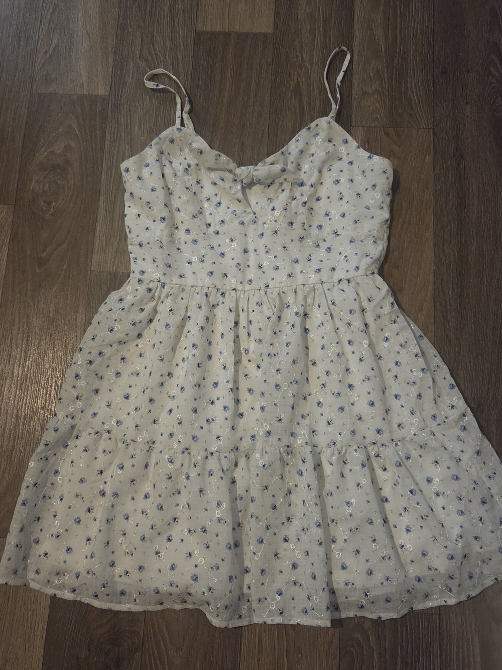 Trixxi Cream Dress with Blue Floral Print
